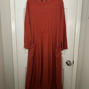 Chic Long Sleeve Rust Dress